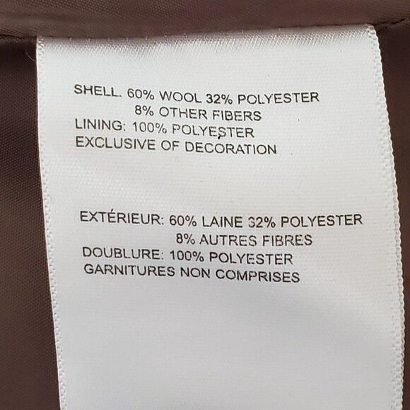 Laundry by Design Womens Large Hooded Wool Blend Toggle Front Duffle Coat Brown - Picture 8 of 12